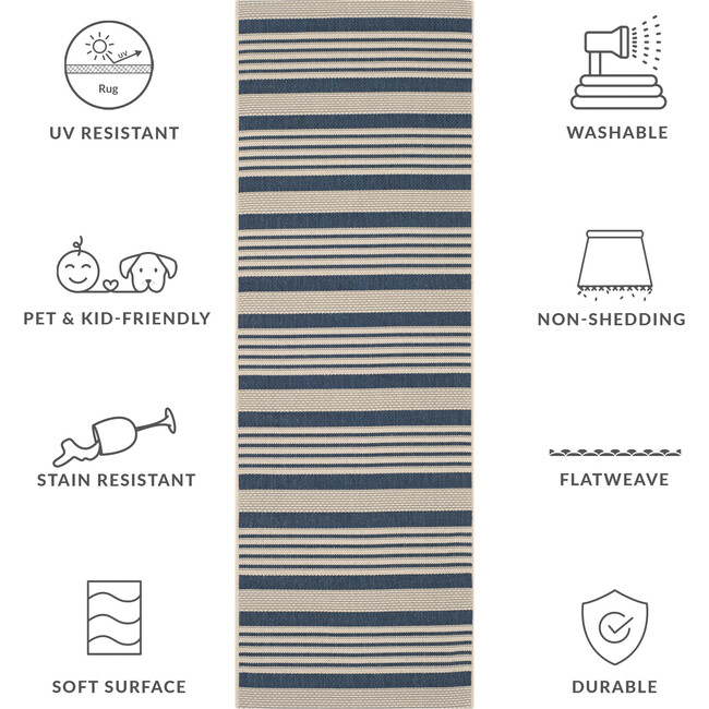 Courtyard Haley Indoor/Outdoor Rug, Navy - Rugs - 6
