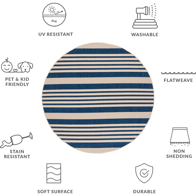 Courtyard Haley Indoor/Outdoor Rug, Navy - Rugs - 8