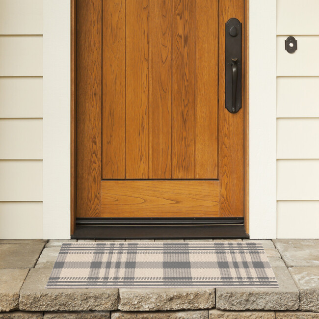 Courtyard Abigail Indoor/Outdoor Rug, Grey/Beige Plaid - Rugs - 2