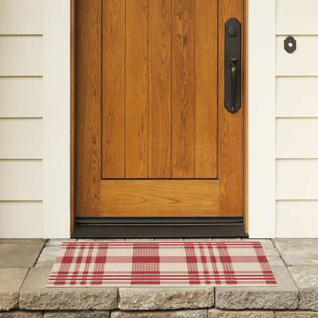 Courtyard Abigail Indoor/Outdoor Rug, Red/Beige Plaid - Rugs - 2