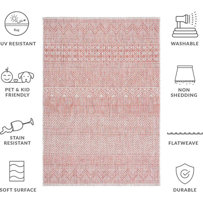Courtyard Zoey Indoor/Outdoor Rug, Red - Rugs - 5