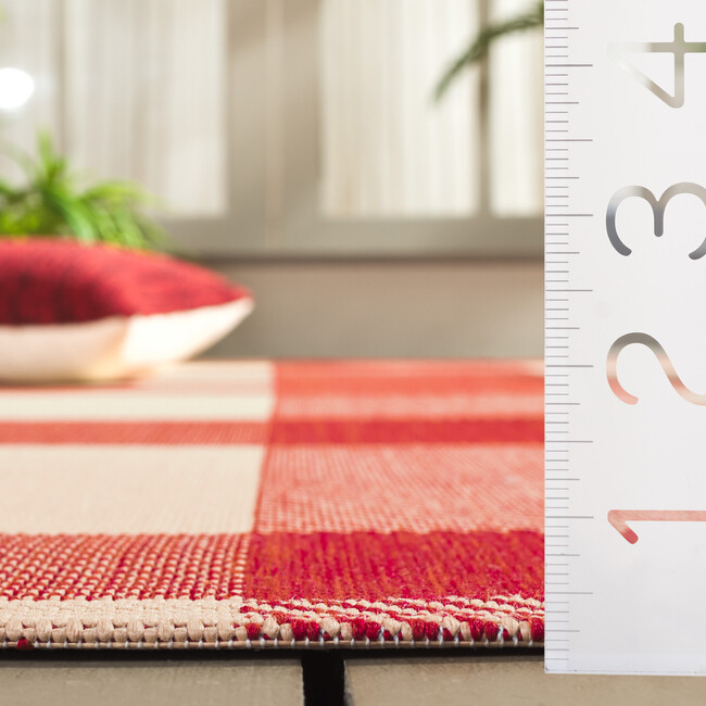 Courtyard Abigail Indoor/Outdoor Rug, Red/Beige Plaid - Rugs - 5