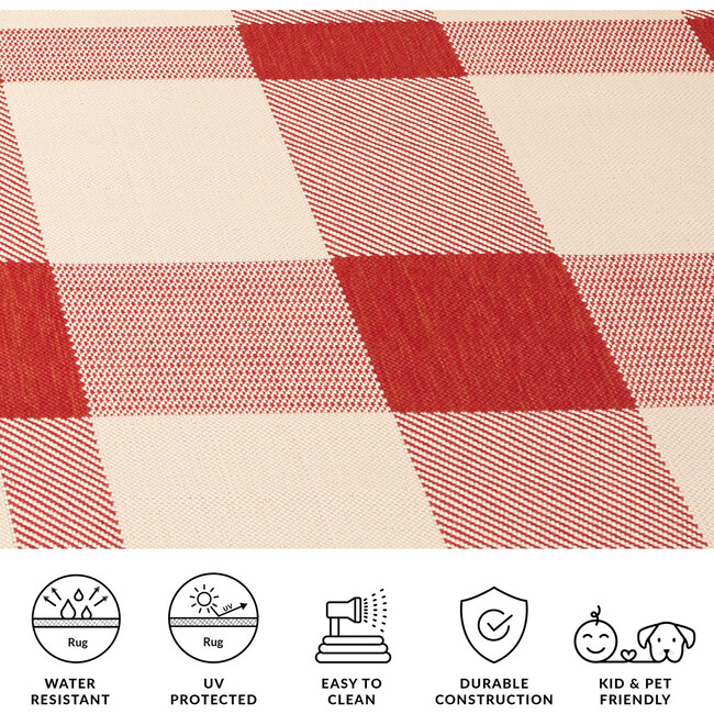 Courtyard Abigail Indoor/Outdoor Rug, Red/Beige Plaid - Rugs - 8