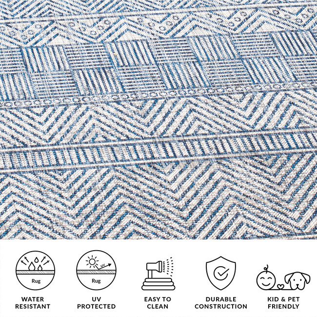 Courtyard Zoey Indoor/Outdoor Rug, Blue/Grey - Rugs - 3