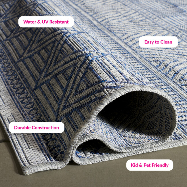 Courtyard Zoey Indoor/Outdoor Rug, Blue/Grey - Rugs - 4