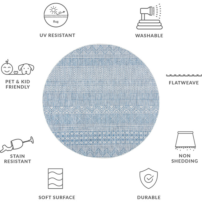 Courtyard Zoey Indoor/Outdoor Rug, Blue/Grey - Rugs - 6
