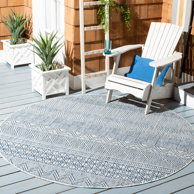 Courtyard Zoey Indoor/Outdoor Rug, Blue/Grey - Rugs - 7