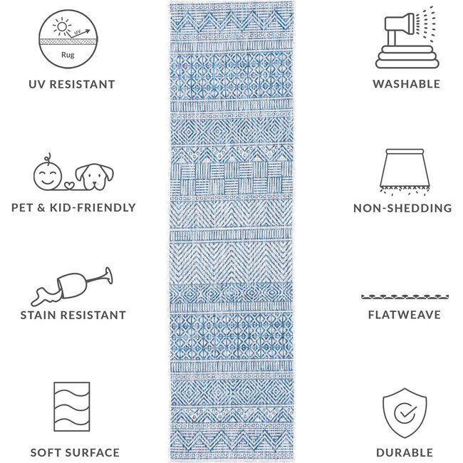 Courtyard Zoey Indoor/Outdoor Rug, Blue/Grey - Rugs - 8