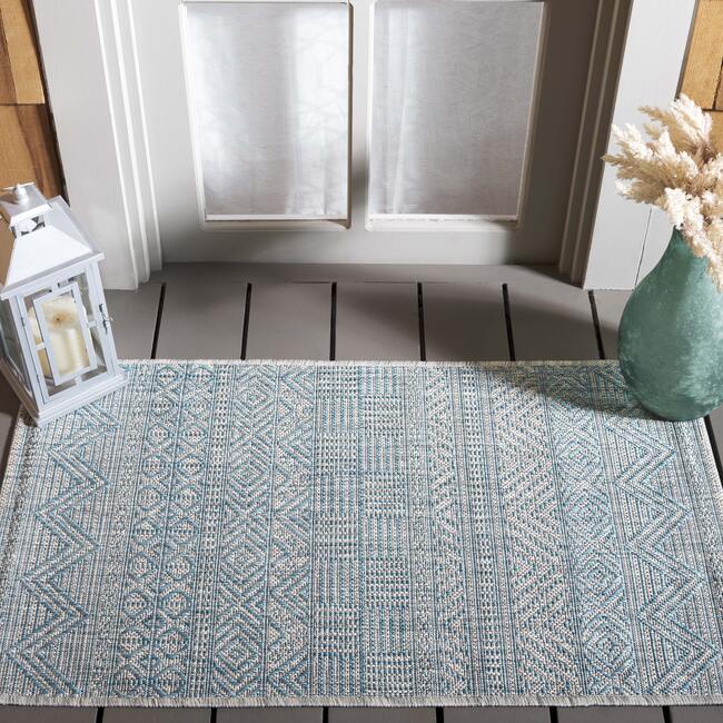 Courtyard Zoey Indoor/Outdoor Rug, Light Blue - Rugs - 2