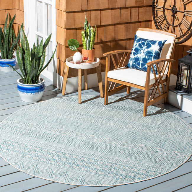 Courtyard Zoey Indoor/Outdoor Rug, Light Blue - Rugs - 4