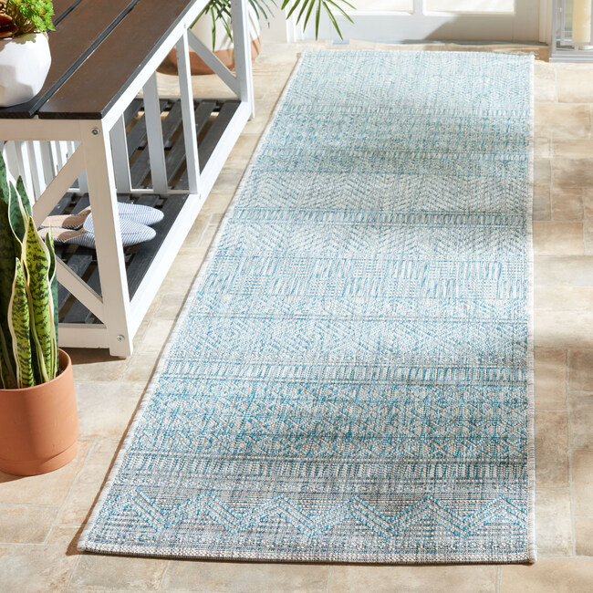 Courtyard Zoey Indoor/Outdoor Rug, Light Blue - Rugs - 7
