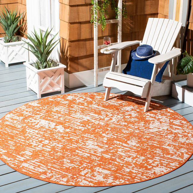Courtyard Chloe Indoor/Outdoor Rug, Orange - Rugs - 3
