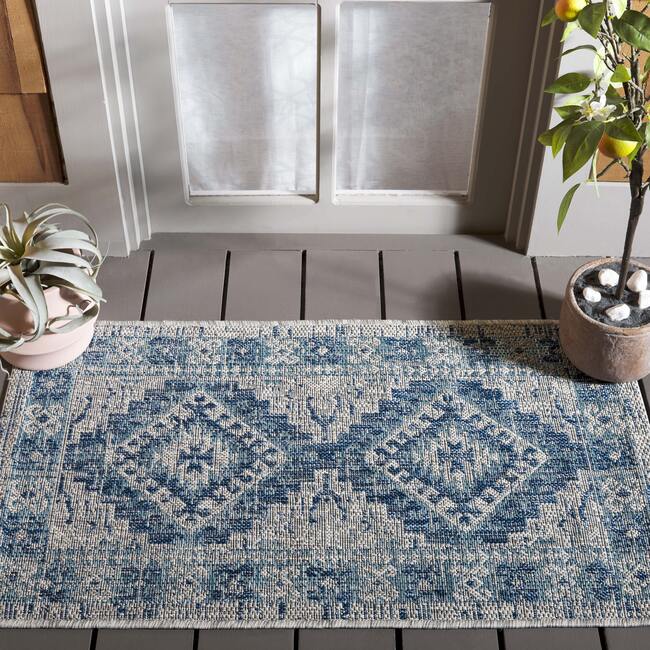Courtyard Paige Indoor/Outdoor Rug, Blue - Rugs - 2