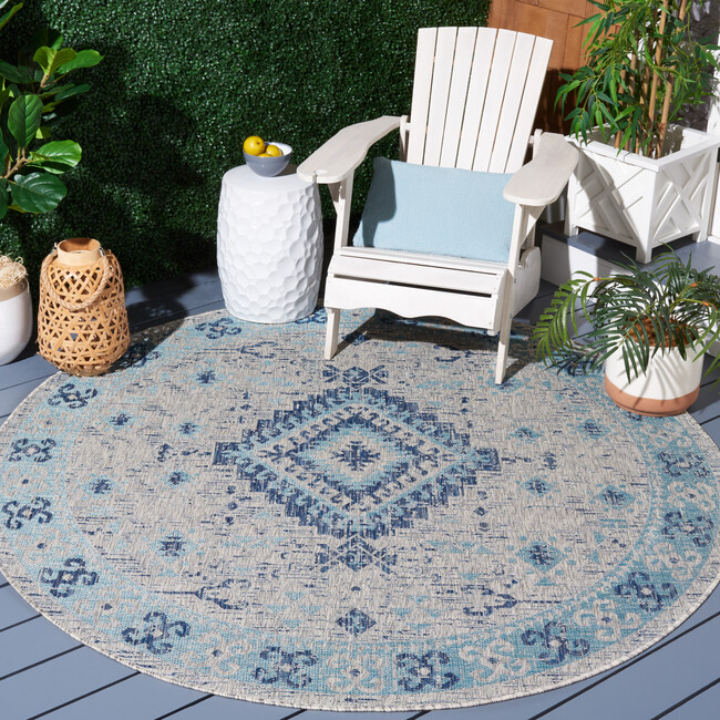 Courtyard Paige Indoor/Outdoor Rug, Blue - Rugs - 5