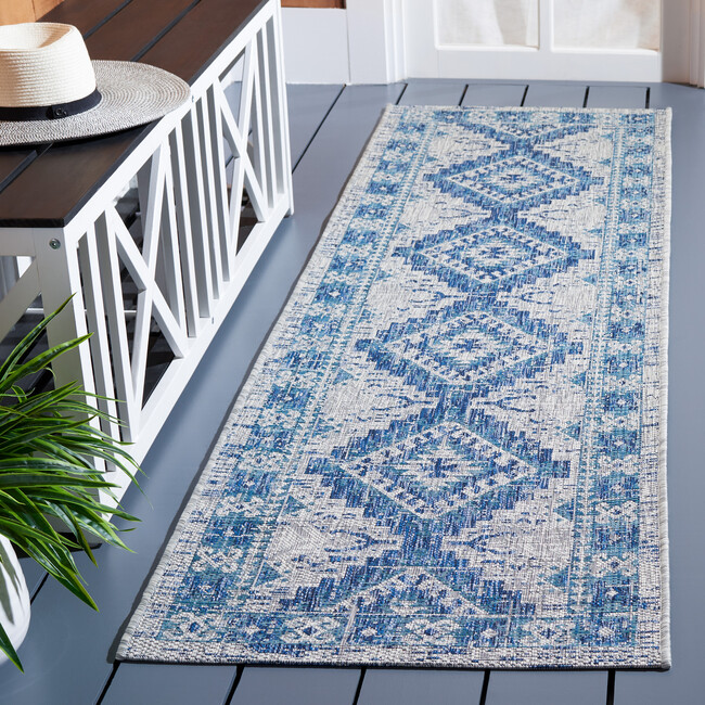 Courtyard Paige Indoor/Outdoor Rug, Blue - Rugs - 7