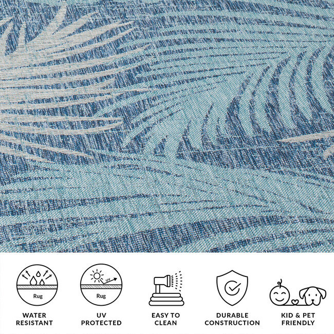 Courtyard Grace Indoor/Outdoor Rug, Blue - Rugs - 2