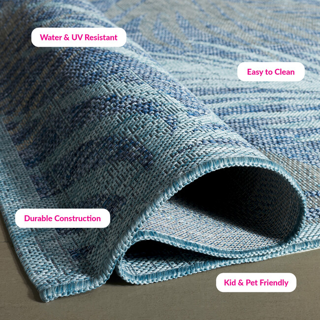 Courtyard Grace Indoor/Outdoor Rug, Blue - Rugs - 3