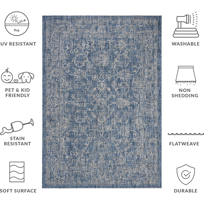 Courtyard Juniper Indoor/Outdoor Rug, Navy - Rugs - 5