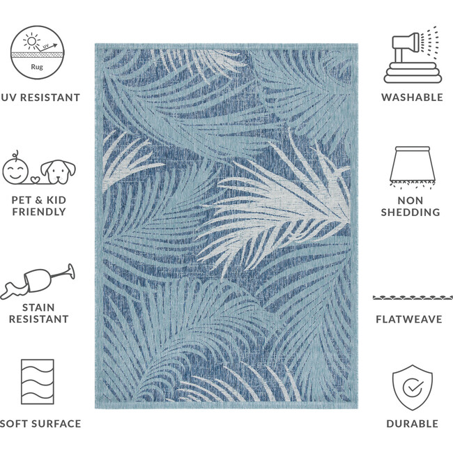 Courtyard Grace Indoor/Outdoor Rug, Blue - Rugs - 4