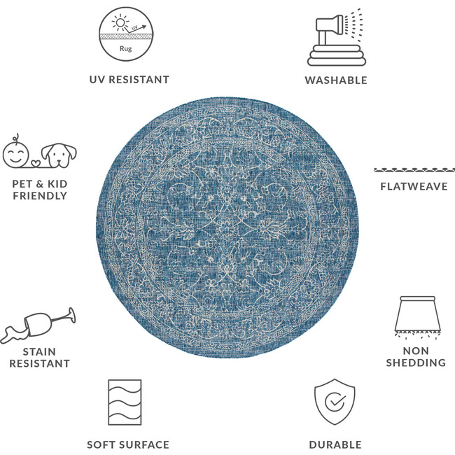 Courtyard Juniper Indoor/Outdoor Rug, Navy - Rugs - 6