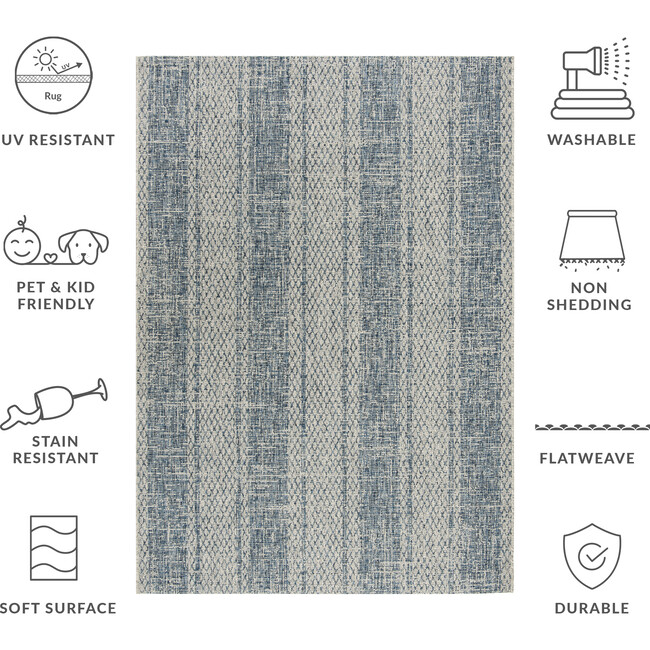 Courtyard Penny Indoor/Outdoor Rug, Blue - Rugs - 5