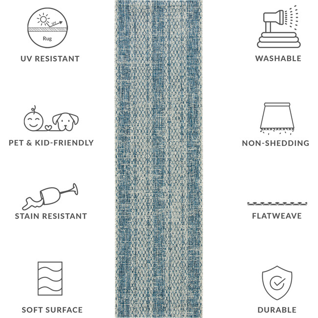 Courtyard Penny Indoor/Outdoor Rug, Blue - Rugs - 7