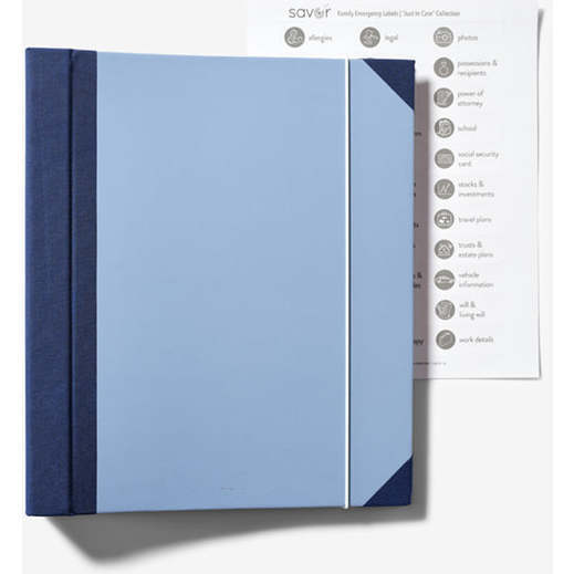 Family Emergency & Babysitter Binder, Blue