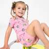 Skater Kitty Bamboo Kids Pajama Short Set, Pink - Pajamas - 3