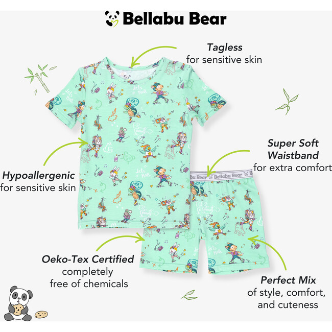 Roller Pet Pals Bamboo Kids Pajama Short Set, Green - Pajamas - 2