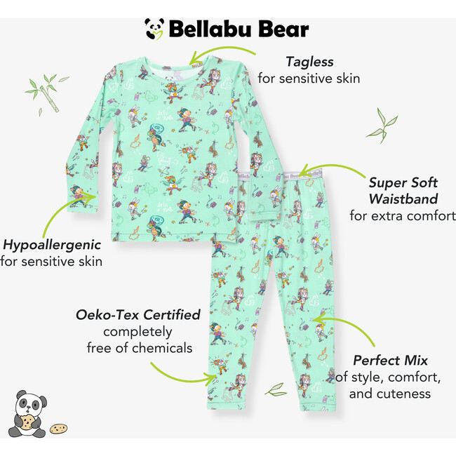 Roller Pet Pals Bamboo Kids Pajamas, Green - Pajamas - 6