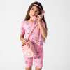 Skater Kitty Bamboo Kids Pajama Short Set, Pink - Pajamas - 7