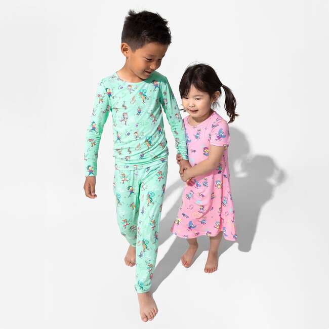 Skater Kitty Bamboo Girls' Long Sleeve Dress, Pink - Dresses - 7