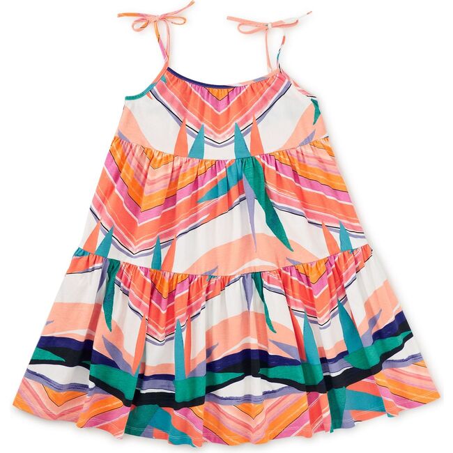 Tie Shoulder Tiered Dress, Bird of Paradise Stripe