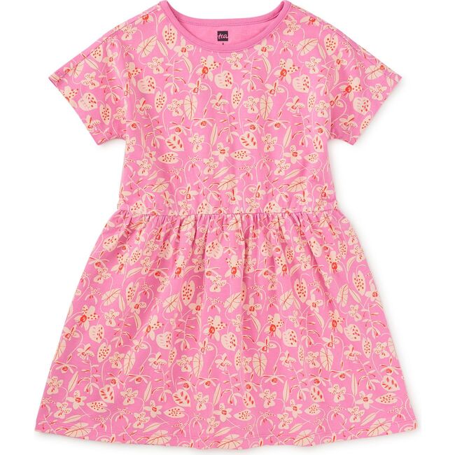 Short Sleeve Twirl Dress, Orchid Abundance