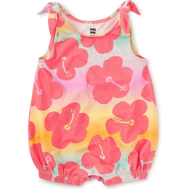 Tie Shoulder Baby Romper, Rainbow Hibiscus