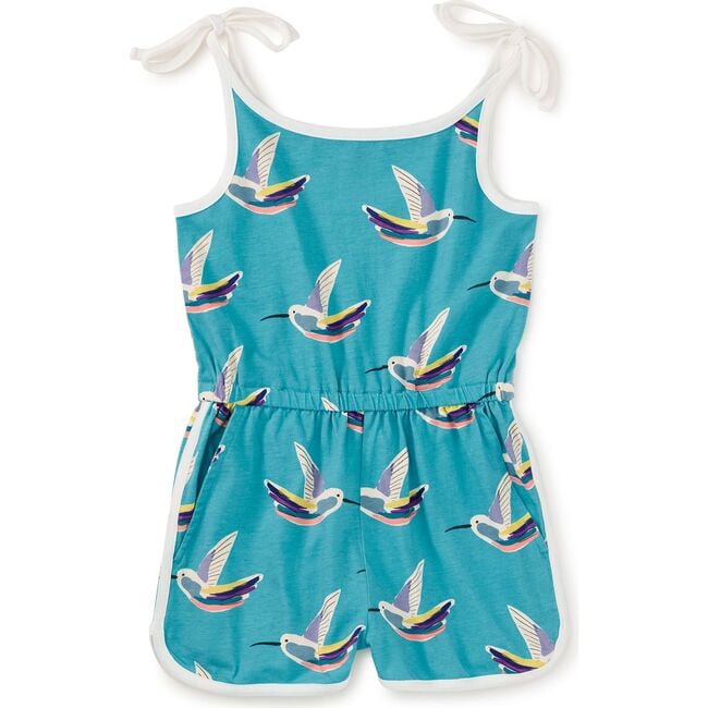 Tie Shoulder Sporty Romper, Hummingbird Haven