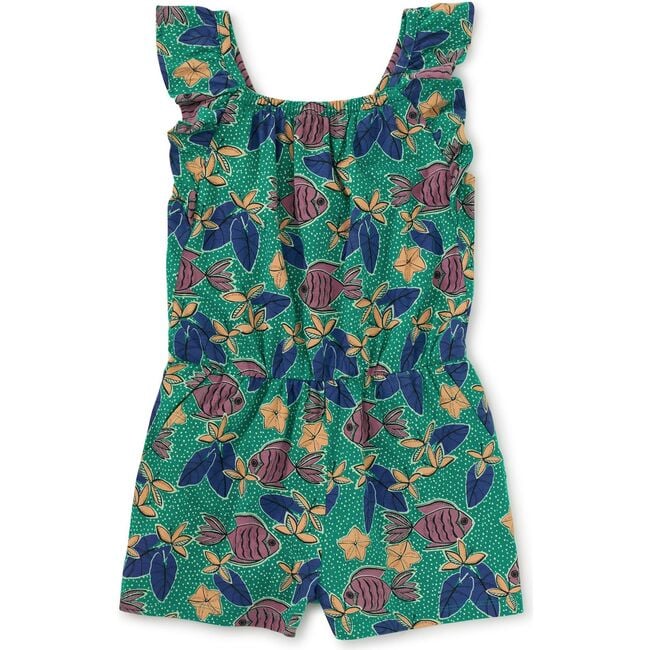 Ruffle Strap Romper, Brazilian Tropical Fish