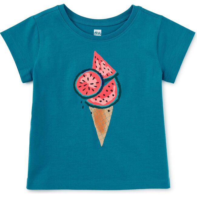 Watermelon Cone Graphic Tee, Bondi Blue - T-Shirts - 2