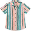 Stripe Button Up Woven Shirt, Cyan - Button Downs - 1 - thumbnail