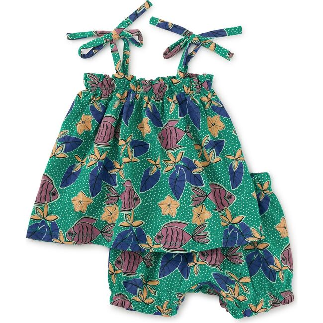 Tie Shoulder Baby Set, Brazilian Tropical Fish