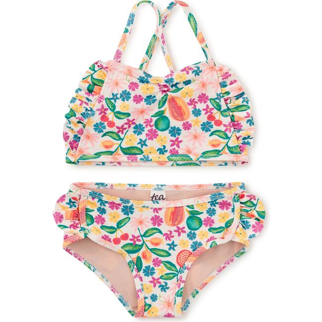 Ruffle Two-Piece Swim Set, Tropical Fruit Floral
