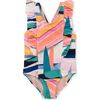 Ruffle One-Piece Swimsuit, Bird of Paradise Stripe - One Pieces - 1 - thumbnail