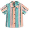 Stripe Button Up Woven Shirt, Cyan - Button Downs - 2