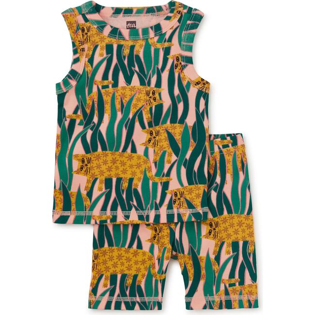 Summer Nights Tank Pajama Set, Sneaky Jungle Cat - Pajamas - 2