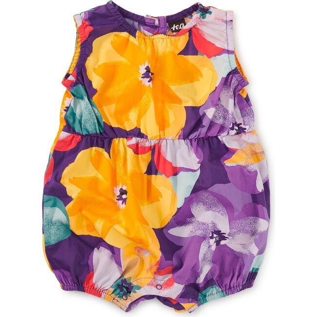 Peek-a-Boo Back Baby Romper, Large Tropical Floral