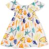 Flutter Sleeve Smocked Dress, Watercolor Sea Life - Dresses - 1 - thumbnail