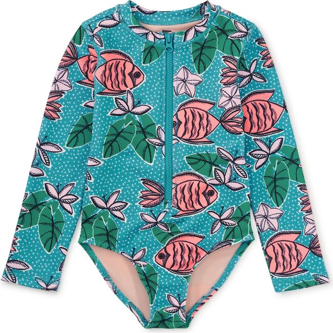 Long Sleeve One-Piece Swimsuit, Brazilian Tropical Fish