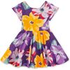 Button Back Skirted Dress, Large Tropical Floral - Dresses - 1 - thumbnail