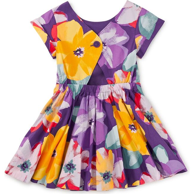 Button Back Skirted Dress, Large Tropical Floral - Dresses - 2