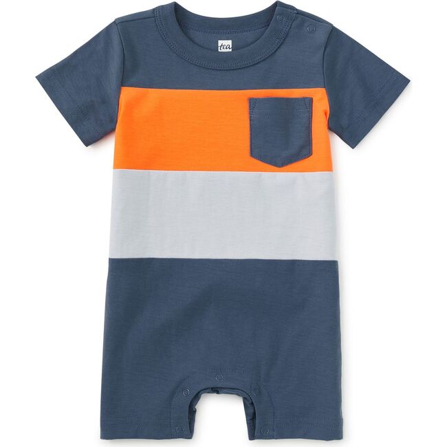 Colorblock Baby Romper, Cornflower